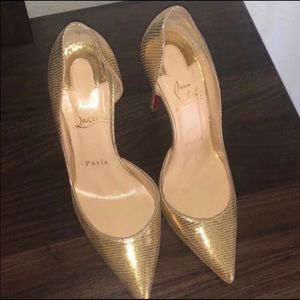 Authentic Christian Louboutin Iriza Gold Heels